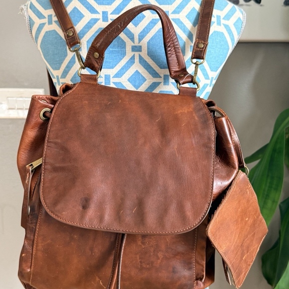 Womens Rachel Roy Brown Genuine Leather Convertible Backpack Purse main image 7